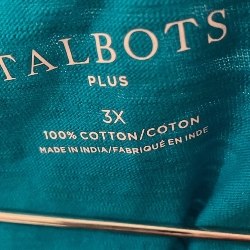 Talbots Eyelet Trim 100% Cotton Shell/Tank‎ Caribbean Sea Blue S 3X- NWT - Picture 5 of 7